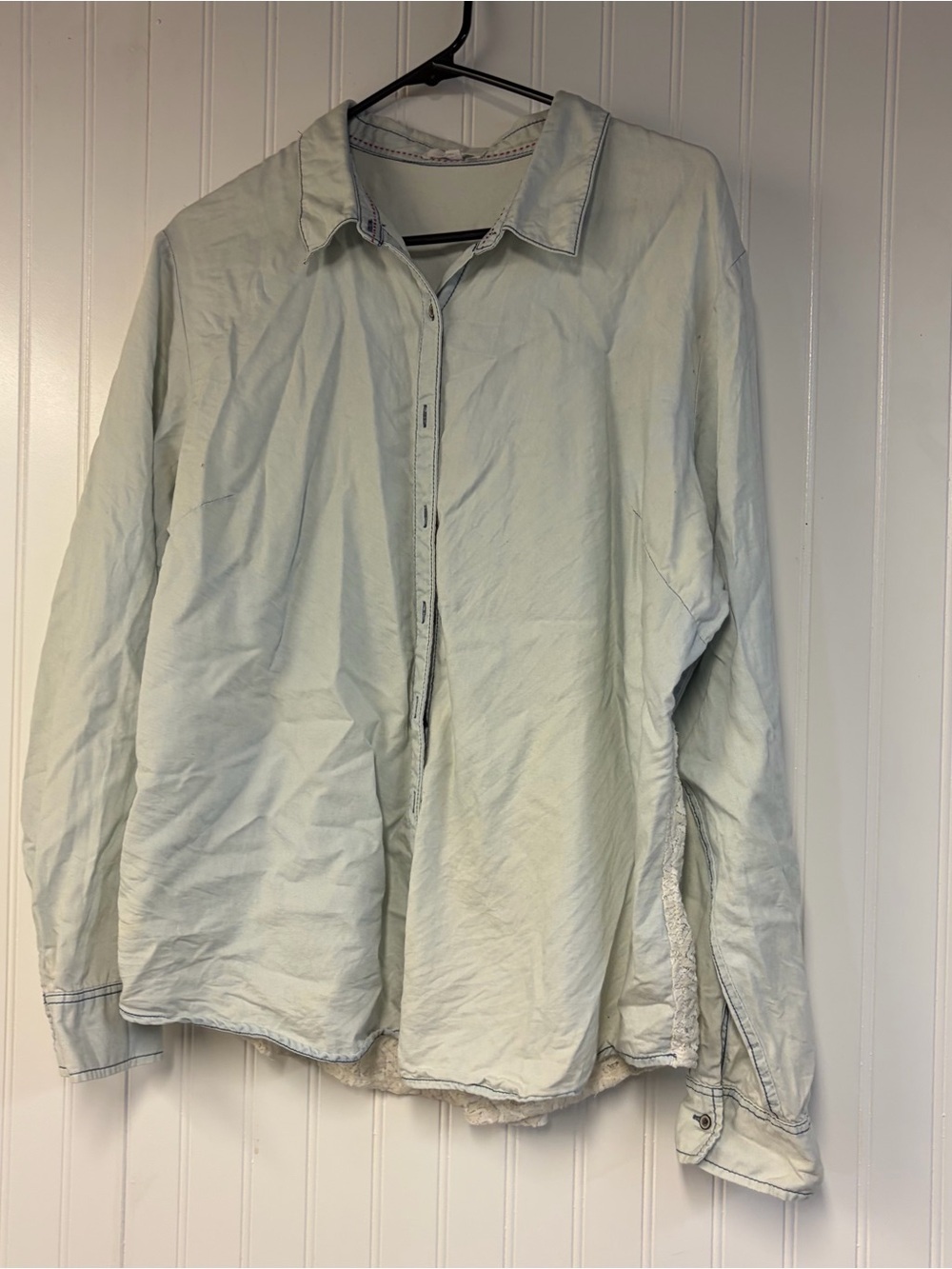 Maurice’s Light Blue Denim Button-Up Shirt Lace Back XXL